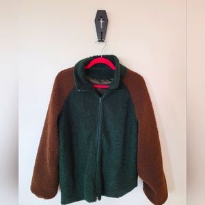 🍁Womens Size M Green/Brown Zip-up Jacket